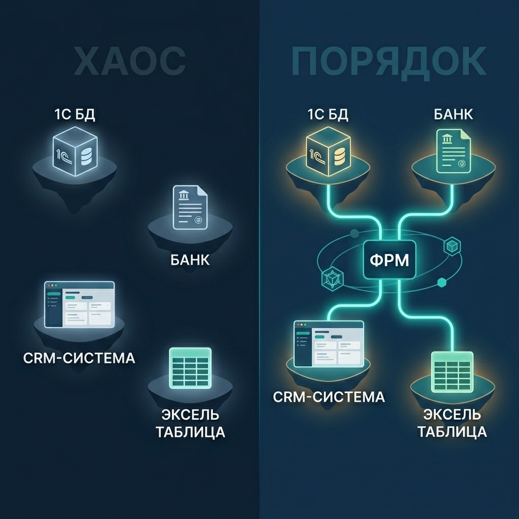 Хаос — разрозненные системы, Порядок — единая экосистема ФРМ